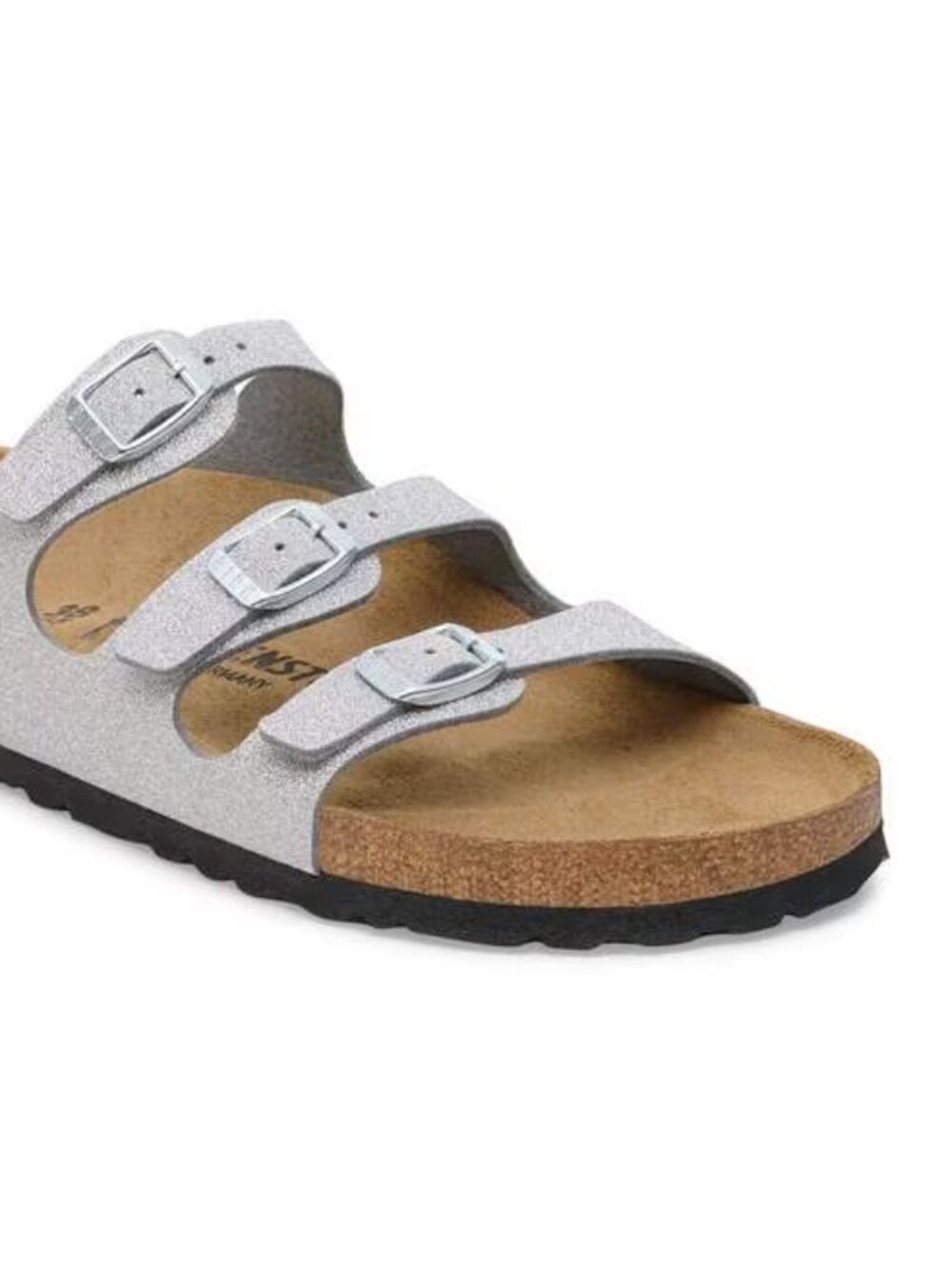 NEW Birkenstock FLORIDA Silver Glitter Sandals Slides 40 R Womens 9 to 9.5 - Picture 3 of 4